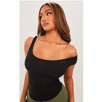 Black Soft Touch Ruched Side Bodysuit | PrettyLittleThing US
