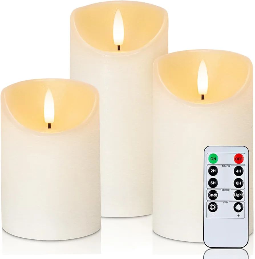 Homemory Flickering Flameless Candles, Realistic LED Candles with Remote and Timer, Textured Wax ... | Amazon (US)