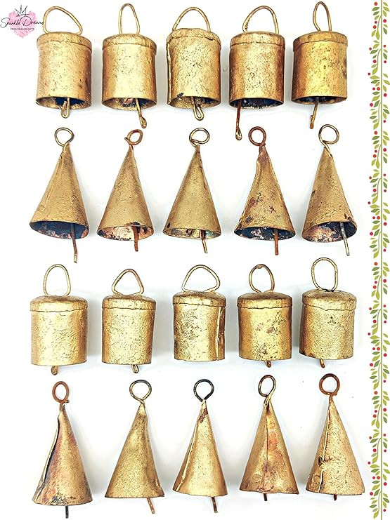 20 Pieces Shabby Chic Rustic Style Bells Metal Small Cow Bells for Crafts Christmas Tree Jingle H... | Amazon (US)