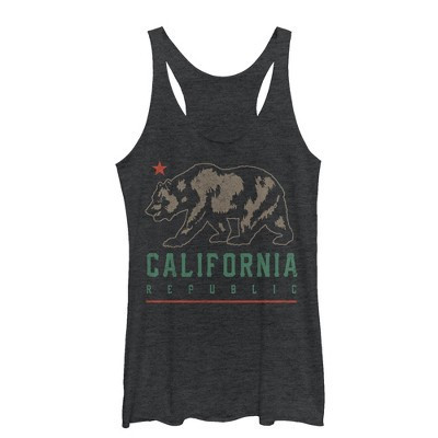 Women's Lost Gods California Republic Bear Shadow  Racerback Tank Top - Black Heather - X Large | Target