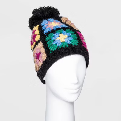 Women's Crochet Square Pom Beanie - Wild Fable™ | Target
