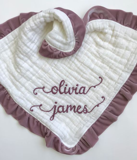 Muslin Velvet Heavenly Lovey Six Layers with Personalized Hand Embroidered Name ~ Baby Lovey ~ Organ | Etsy (US)