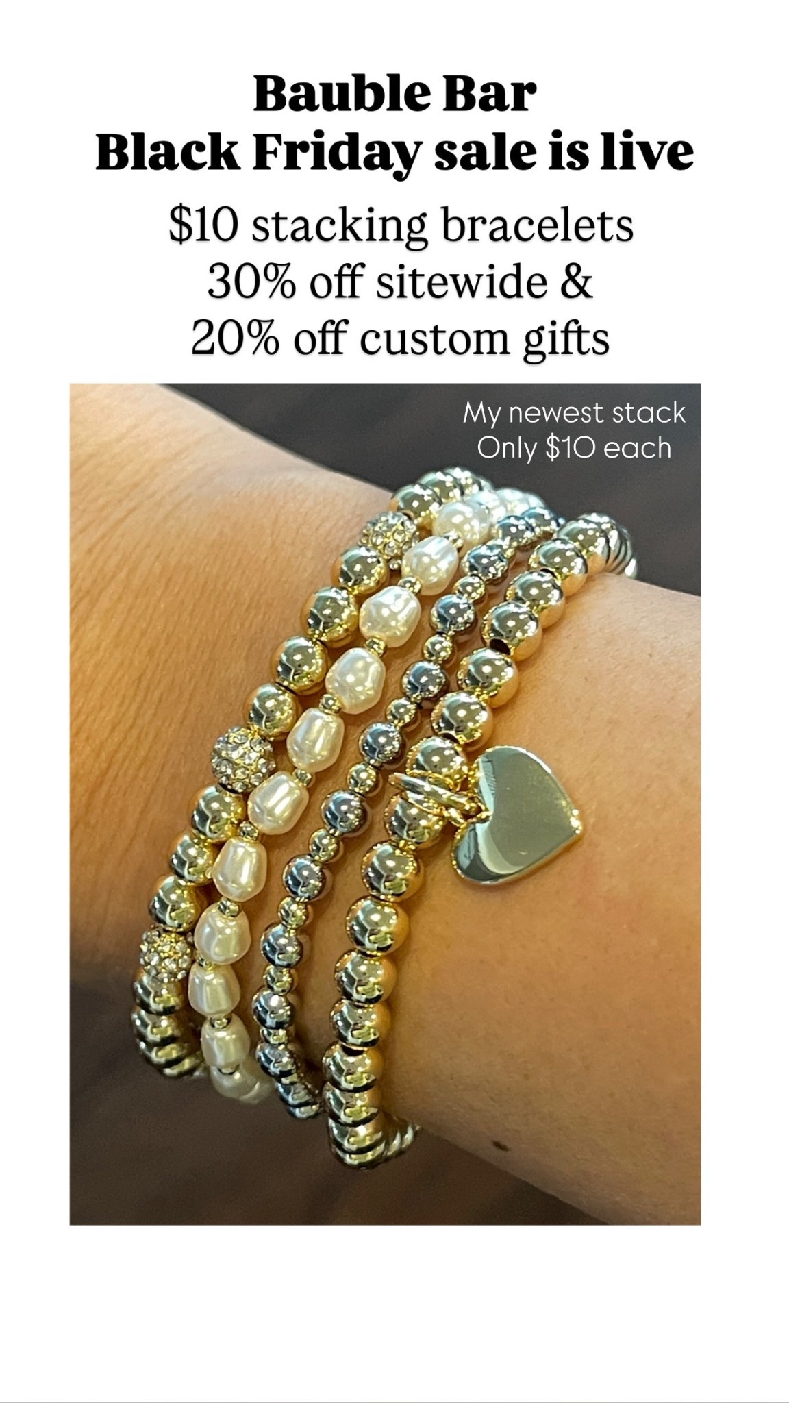 $10 Bauble Bar stacking bracelets

#LTKCyberWeek #LTKFindsUnder50 #LTKGiftGuide