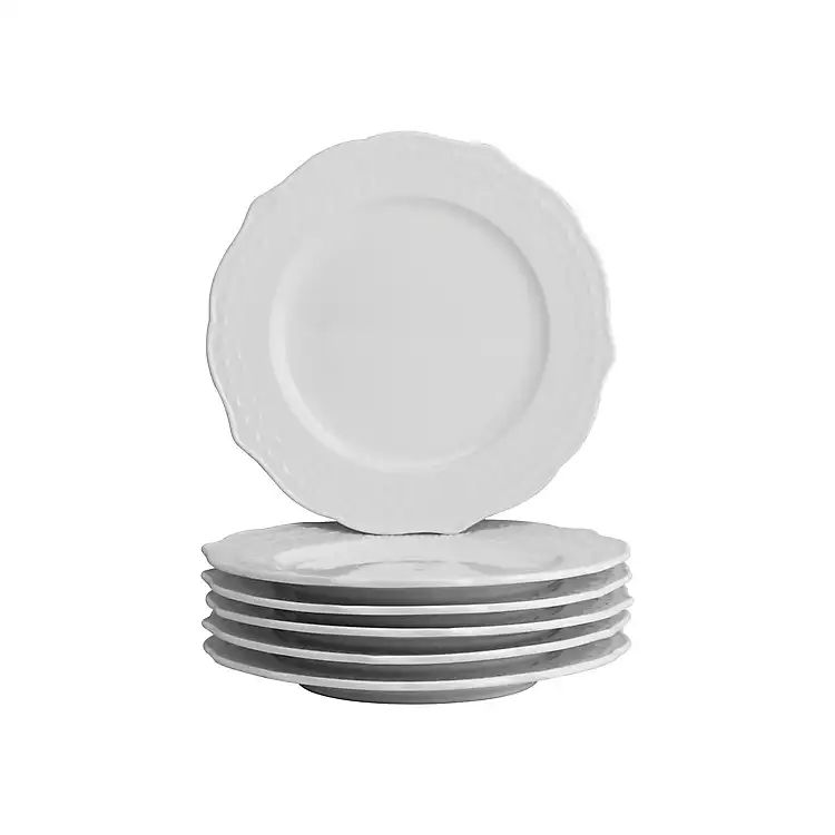 White Scalloped Edge Salad Plates, Set of 6 | Kirkland's Home