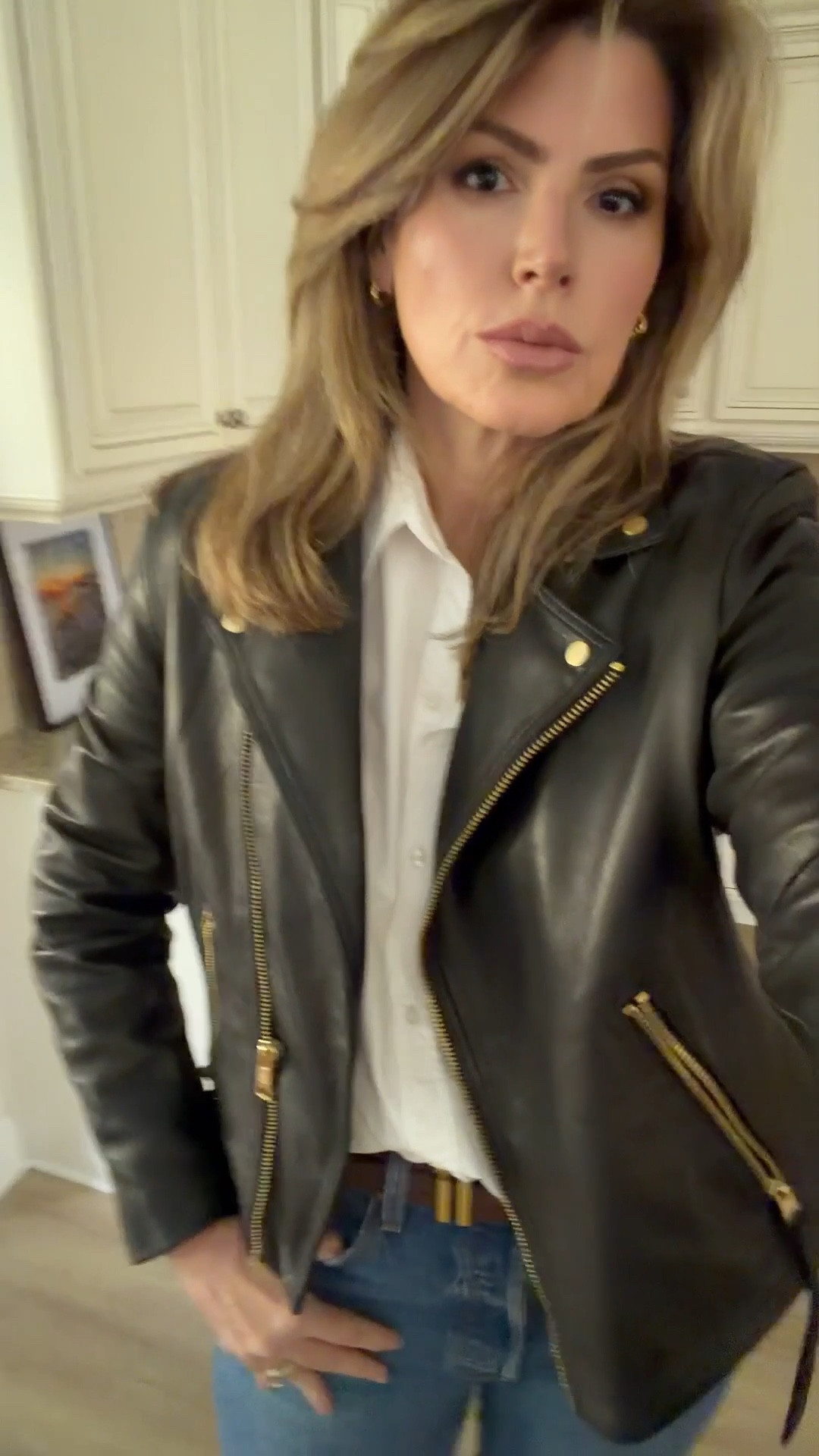 Effortless outfit formula I always come back to 🤍

White button-down + straight jeans + heels… and a leather jacket to elevate it instantly 🖤

This is my go-to when I want to look put together without overthinking it—classic, flattering, and works every time.

Linking everything (and similar options) on my LTK ✨

#LTKStyle #LTKOver40 #GenXStyle #EffortlessStyle #EverydayLuxury #ClassicStyle #MinimalChic #WardrobeEssentials #CasualChic #LTKFinds