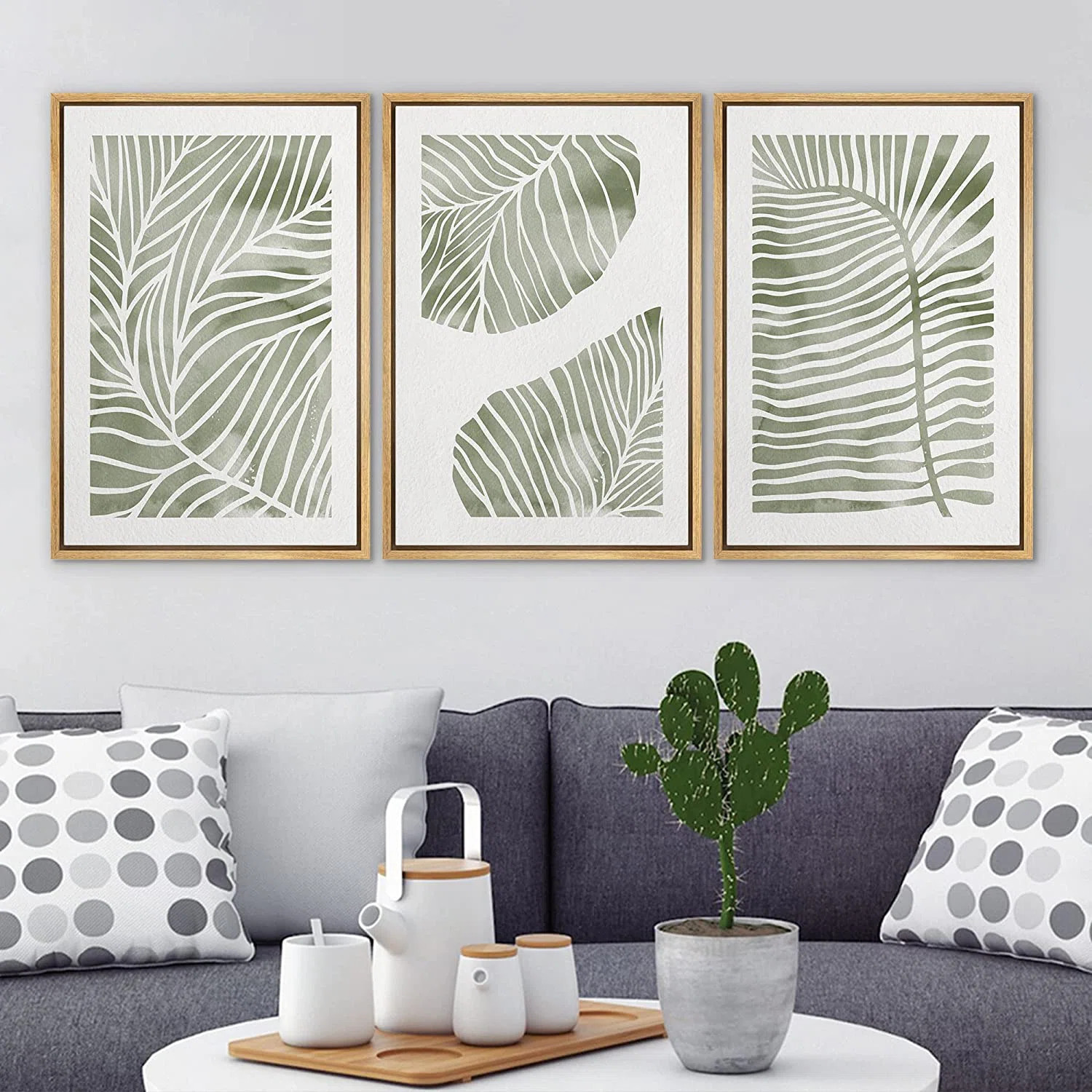 " Abstract Jungle Green Pastel Plants Nature Wilderness Illustrations " 3 - Pieces Painting Print | Wayfair North America