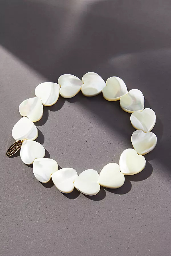 Pearly Heart Bracelet By Anthropologie in White | Anthropologie (US)