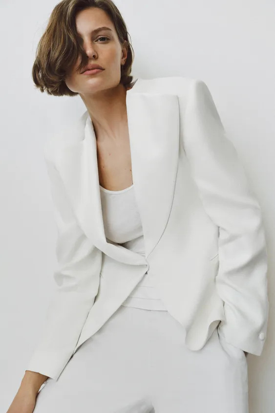 ZW COLLECTION LINEN BLEND TUXEDO BLAZER | Zara US