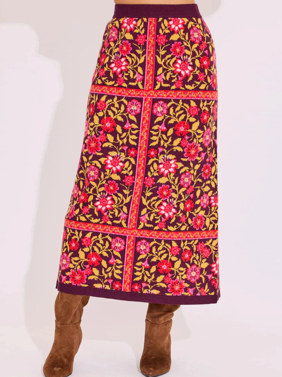 Vivian Sweater Skirt in Golden Floral | Beau & Ro