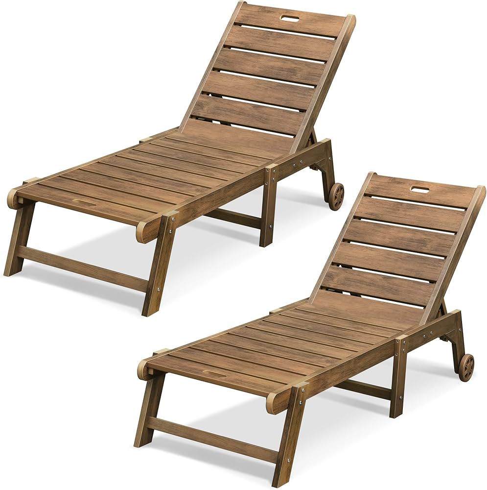 DWVO Outdoor Chaise Lounge Chairs Set of 2, Patio Lounge Chair with 5-Position Adjustable Backres... | Amazon (US)