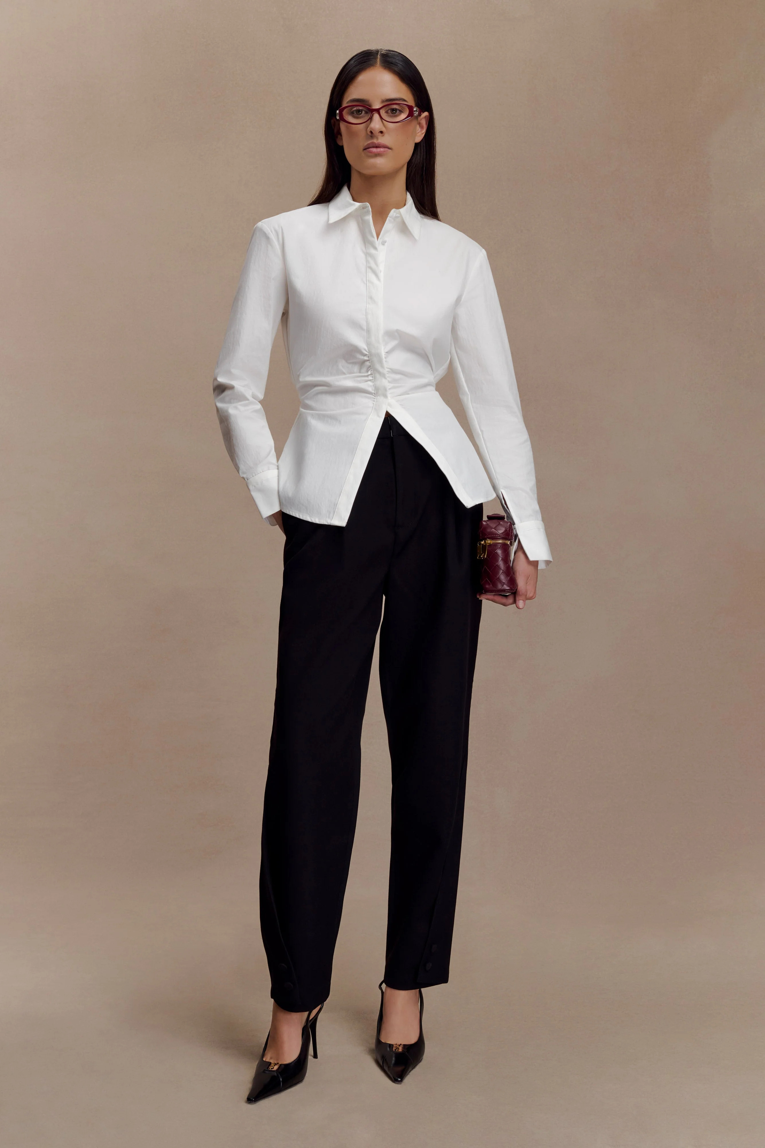 Olie Barrel Leg Suiting Pants - Black | Meshki UK