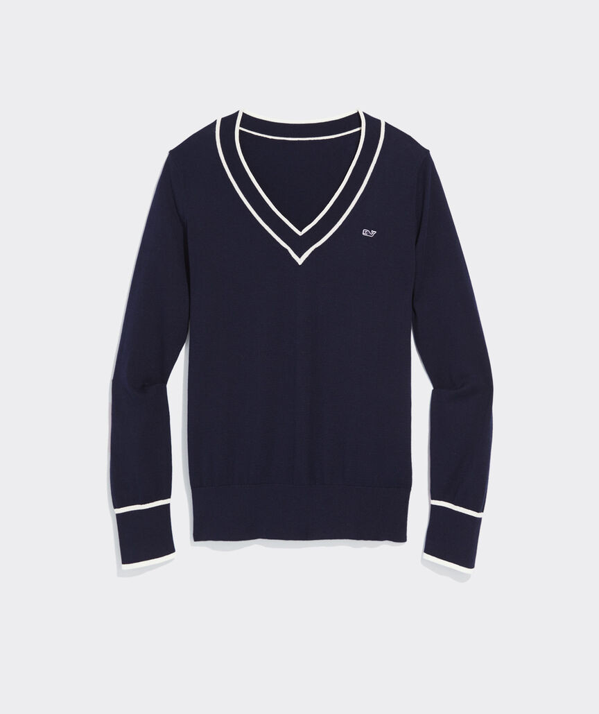 Cotton Cashmere Heritage Tipped V-Neck | vineyard vines