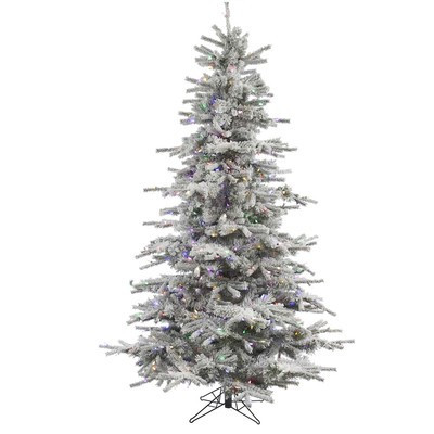6.5' Flocked Sierra Fir Artificial Christmas Tree with 550 LED Multi Colored Lights | Wayfair North America