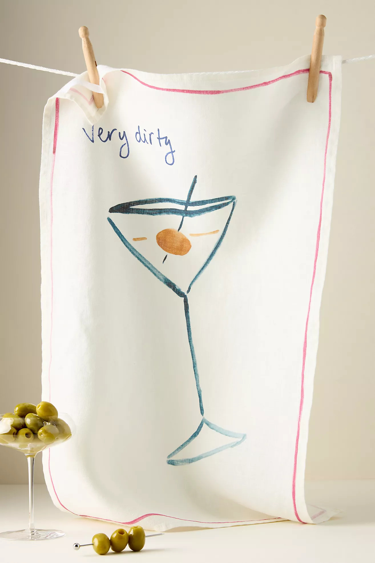 Dinette Dirty Martini Linen Dish Towel | Anthropologie (US)