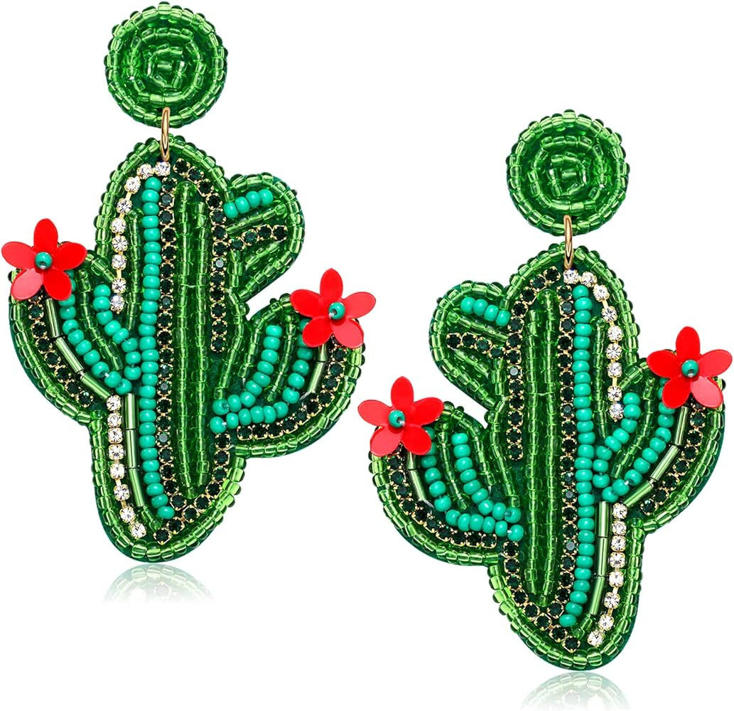 Beaded Dangle Earrings Handmade Bead Avocado Pineapple Watermelon Earrings Bohemia Statement Frui... | Amazon (US)