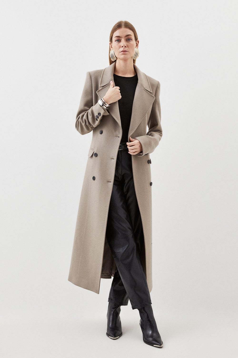 Italian Wool Double Breasted Longline Coat | Karen Millen UK + IE + DE + NL