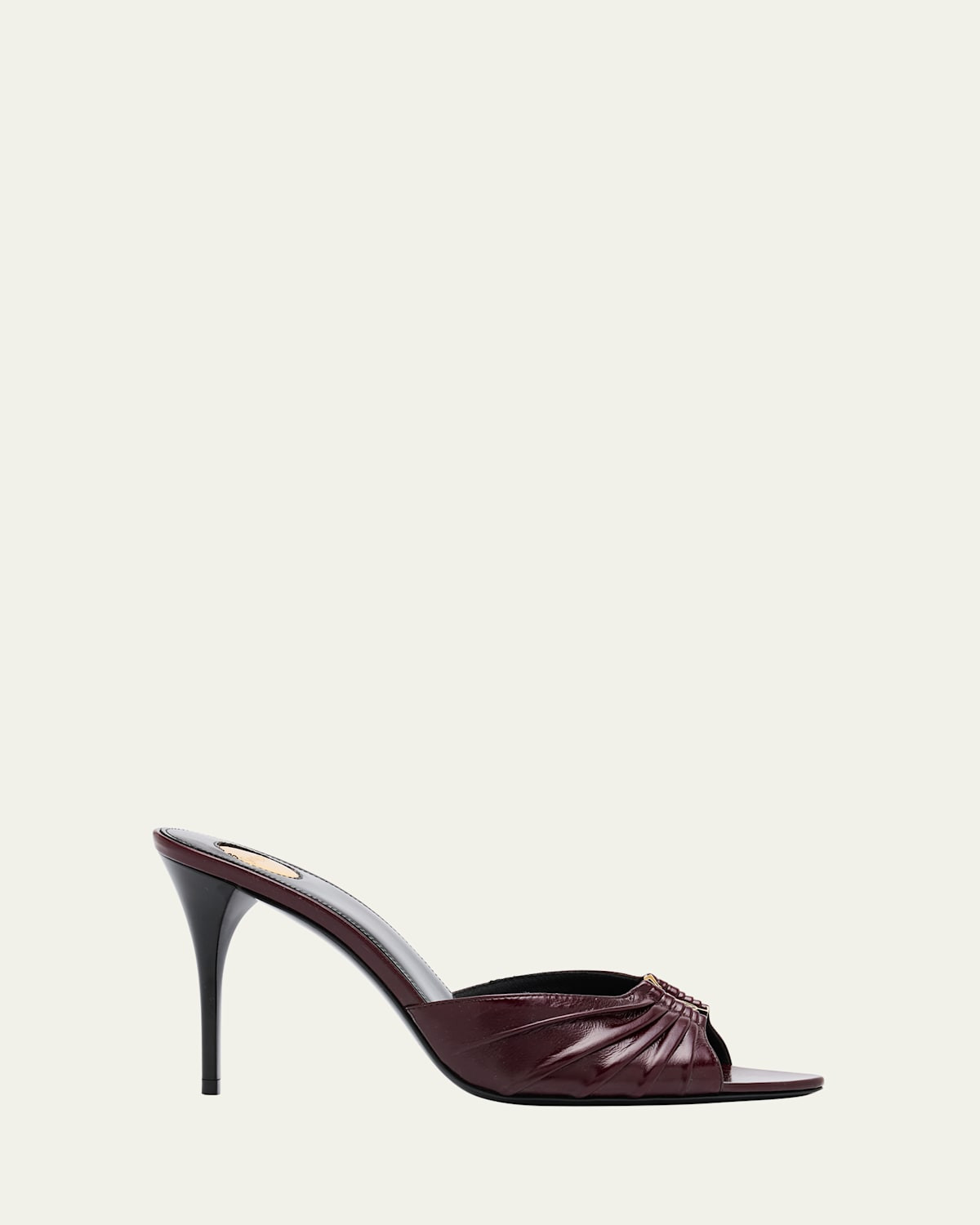Babylone YSL Ruched Leather Mule Sandals | Bergdorf Goodman