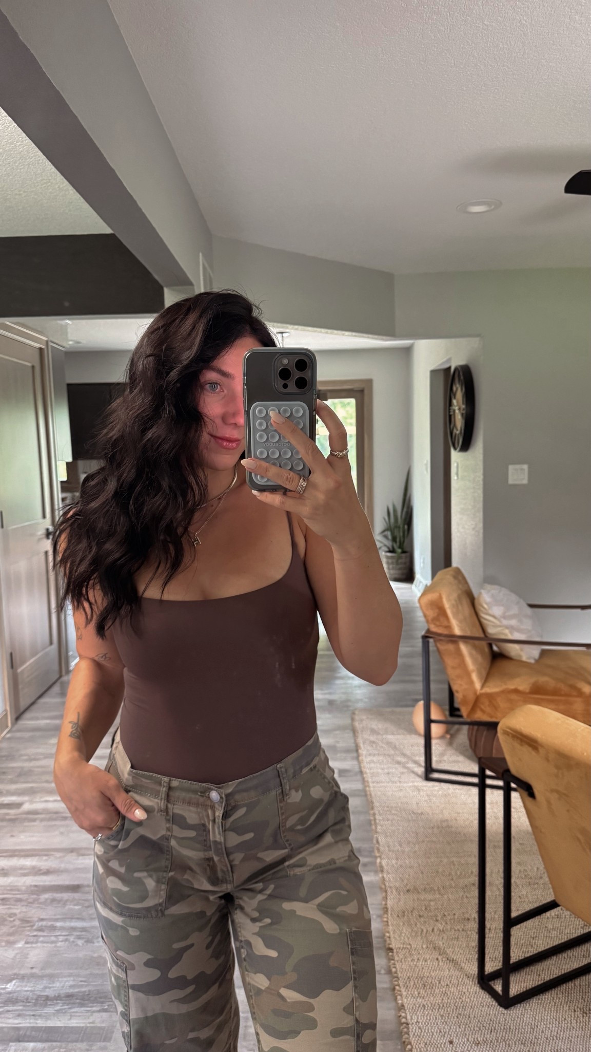 Hair appointment outfit 💇🏻‍♀️ camo cargo pants, bodysuit, prefall outfit idea 

#LTKautumn #LTKStyleTip #LTKFindsUnder50