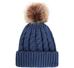 Livingston Women's Winter Soft Knit Beanie Hat with Faux Fur Pom Pom Warm Skull Cap Beanies for W... | Amazon (US)