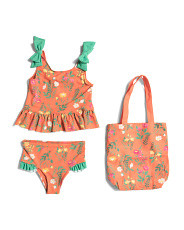 Toddler Girls Floral Two-Piece Swimsuit With Tote | Marshalls
