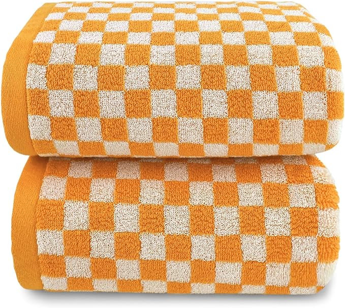 Jacquotha Orange Shower Towels for Bathroom Set of 2, Cotton Bath Towel Drying Body Hand Face Lux... | Amazon (US)