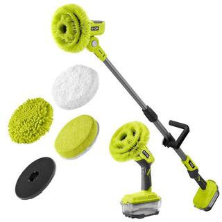 ONE+ 18V Cordless Telescoping Power Scrubber and Compact Power Scrubber Kit w/ Battery, Charger, & 4-Piece Microfiber | The Home Depot