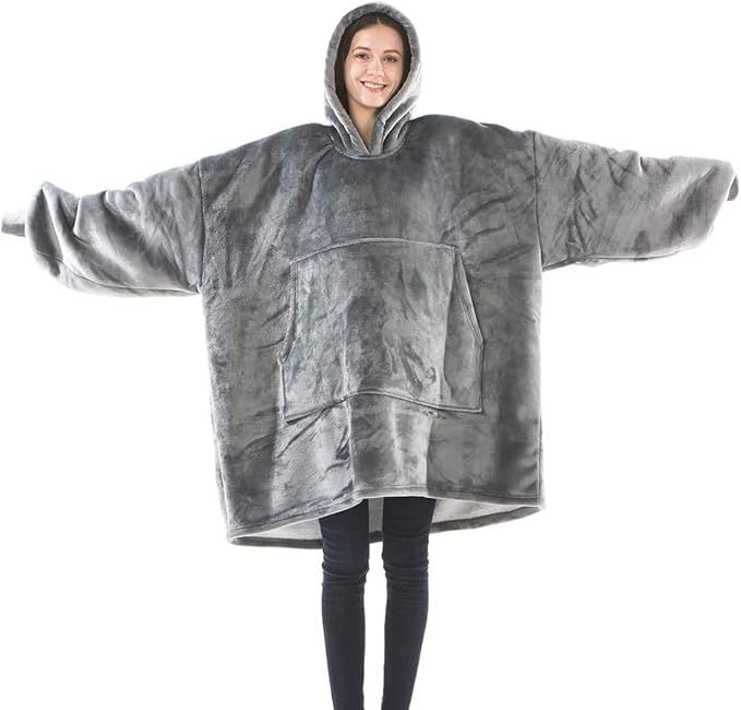 Oversized Wearable Blanket, Thick Flannel Blanket with Sleeves and Giant Pocket, Bedsure Hoodie, ... | Amazon (US)