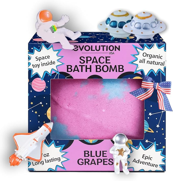 EvolutionUSA 1pc Space Bath Bomb for Boys & Girls, Planet Bath Ball with Toy Hidden Inside, Organ... | Amazon (US)