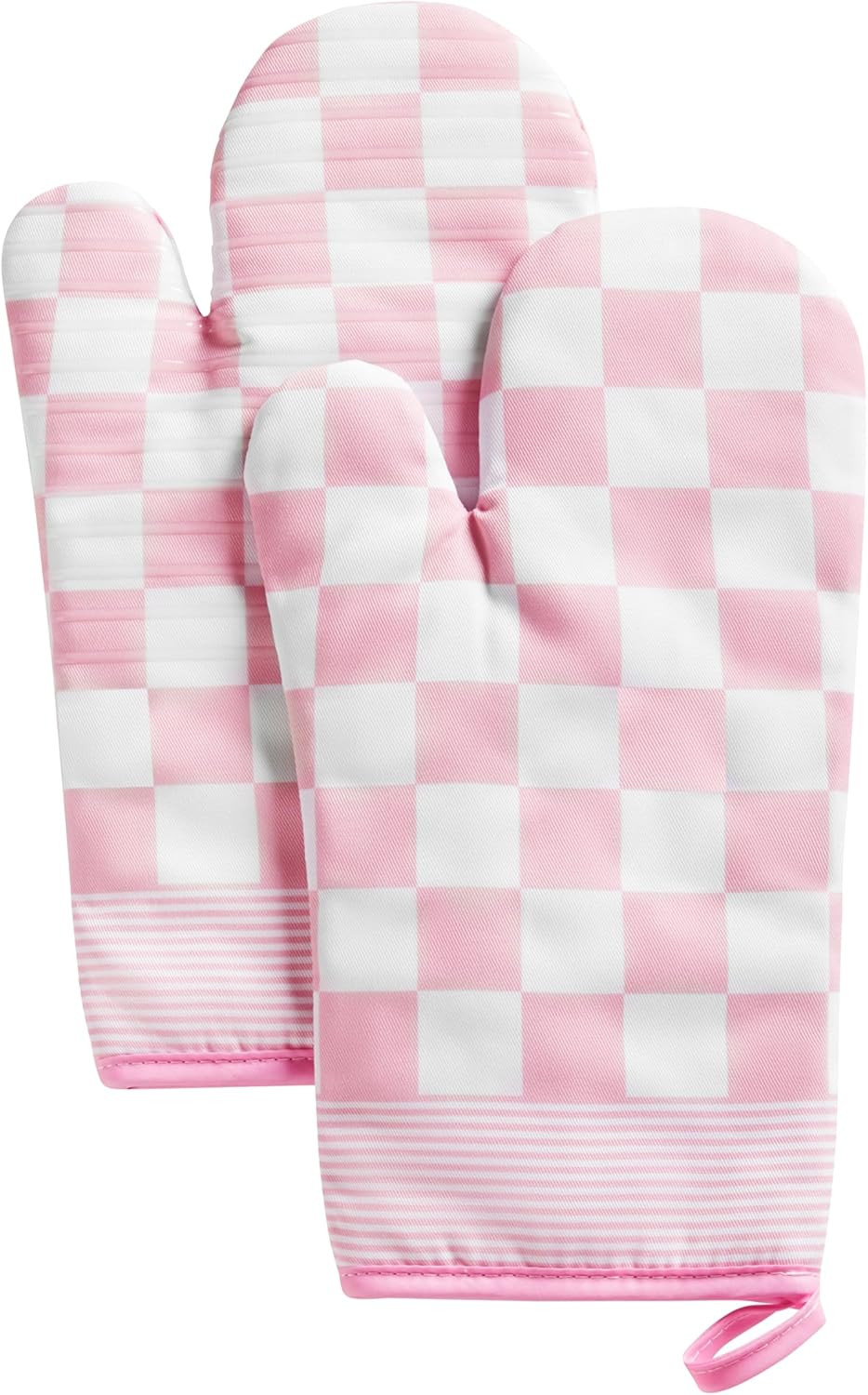 Pink Checkered Oven Mitts Heat Resistant, Vintage Retro Checkerboard Cute Oven Mitts, Non-Slip Si... | Amazon (US)