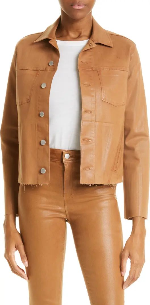 Janelle Slim Fit Raw Hem Cotton Blend Jacket | Nordstrom