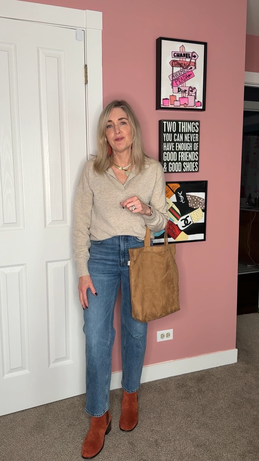 Winter outfit idea. Cashmere polo sweater from Everlane size small. Way High Jean from Everlane size 25. Naot suede booties run true to size.

Use code JILL20 for 20% off Quilted Koala.



#LTKootd #LTKgrwm #LTKOver40