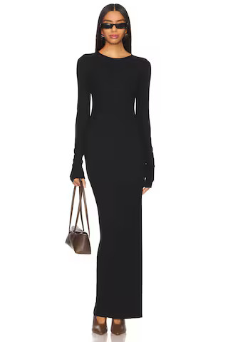 Eterne Long Sleeve Crewneck Maxi Dress in Black from Revolve.com | Revolve Clothing (Global)