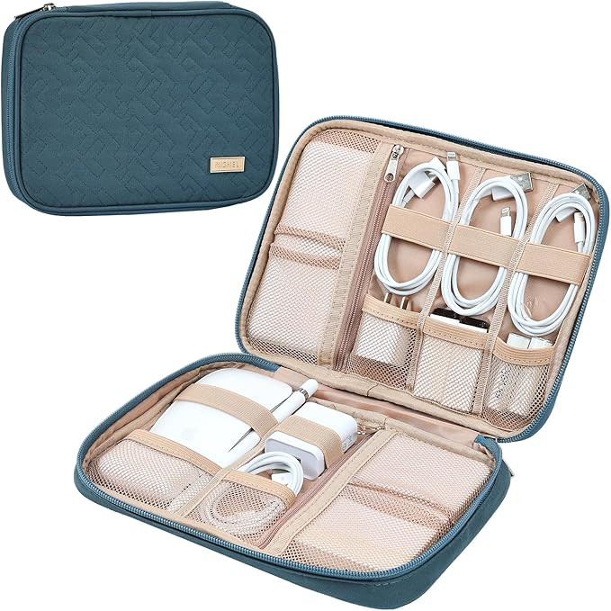 NISHEL Travel Cord Organizer Case, Tech Electronic Bag, Essentials for Charger, Cable, Phone, Har... | Amazon (US)