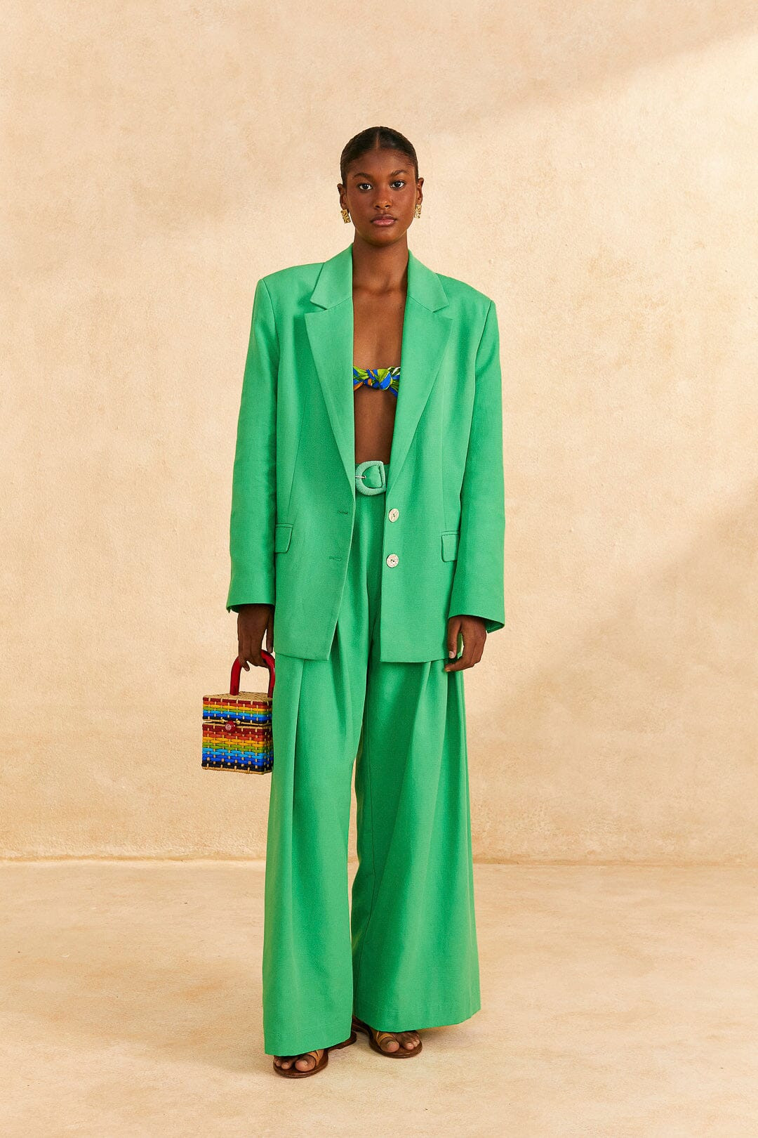 Bright Green Tailored Pants | FarmRio (US)