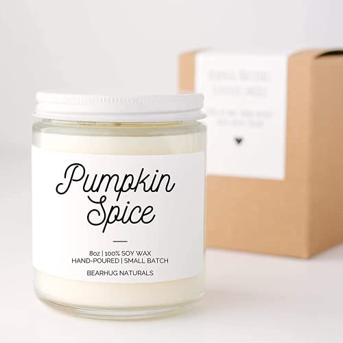 Amazon.com: Bearhug Naturals Pumpkin Spice Scented Candle for Home and Spa - 100% Soy Wax, 8 oz, ... | Amazon (US)