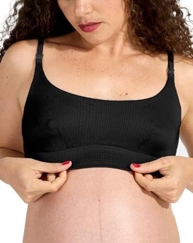 Bodily Everything Bra for Pregnancy, Nursing & Breastfeeding, Soft, Stretchy, Wireless Maternity & Sleep Bra with Clip Down Nursing Access (Large, Black) | Amazon (US)