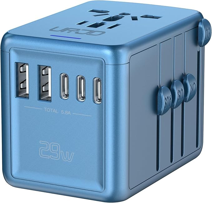 Universal Travel Adapter Offers 6.0A 3X 3.0A USB-C Ports, 2X 2.4A USB-A Ports and Multi AC Outlet... | Amazon (US)