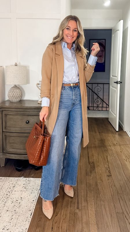 Linking the 3 different shoes I’ve styled with this same outfit! 
Small shirt, medium coat, tts jeans in short. 

#LTKMostLoved #LTKstyletip #LTKworkwear