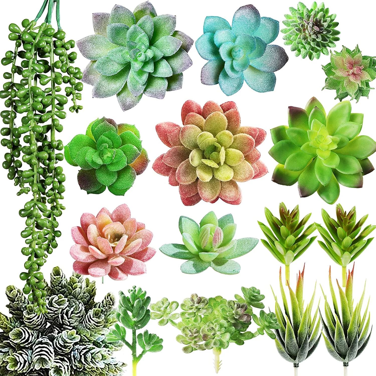Fake Succulents Plants Artificial Assorted - 17 Pcs Faux Plants for Home Decor, Realistic Small D... | Walmart (US)