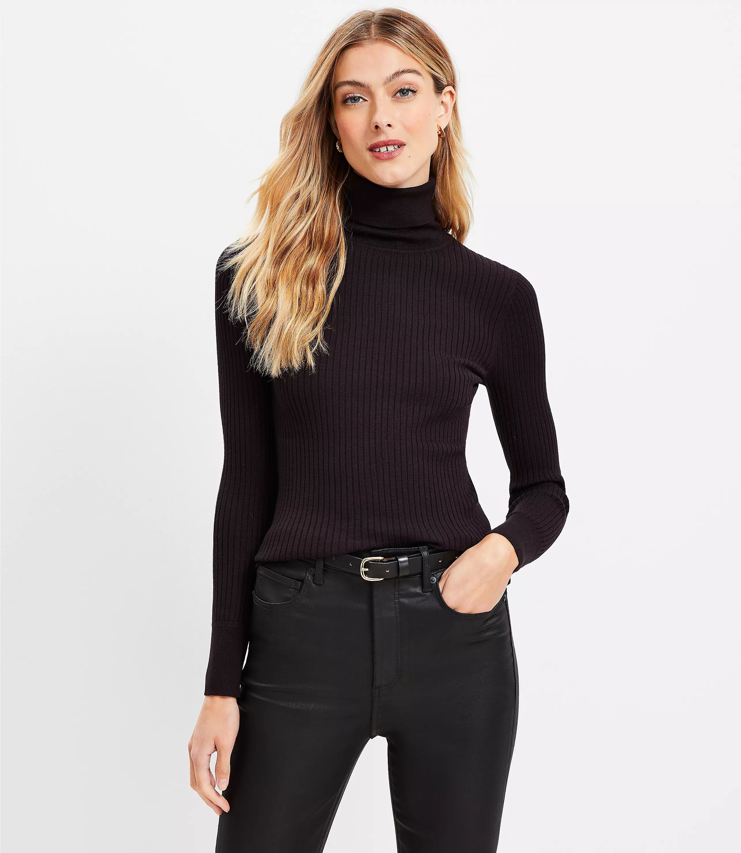 Petite Ribbed Turtleneck Sweater | LOFT