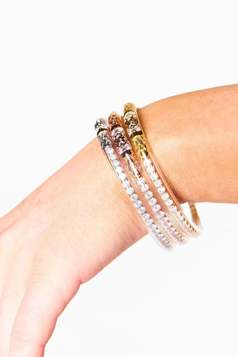 BuddyLove X BuDha Girl | Three Queens All Weather Bangles | Clear Crystal | BuddyLove