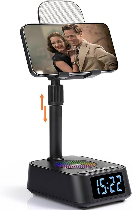 Adjustable Phone Stand Bluetooth Speaker, Phone Holder for Kitchen Desk Bedroom | Amazon (US)
