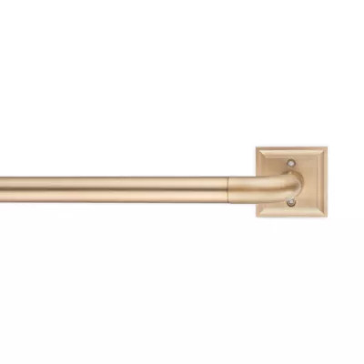 Cambria® Blockout 1&rdquo; Diameter Square Plate Single Curtain Rod Set in Warm Gold | Bed Bath ... | Bed Bath & Beyond