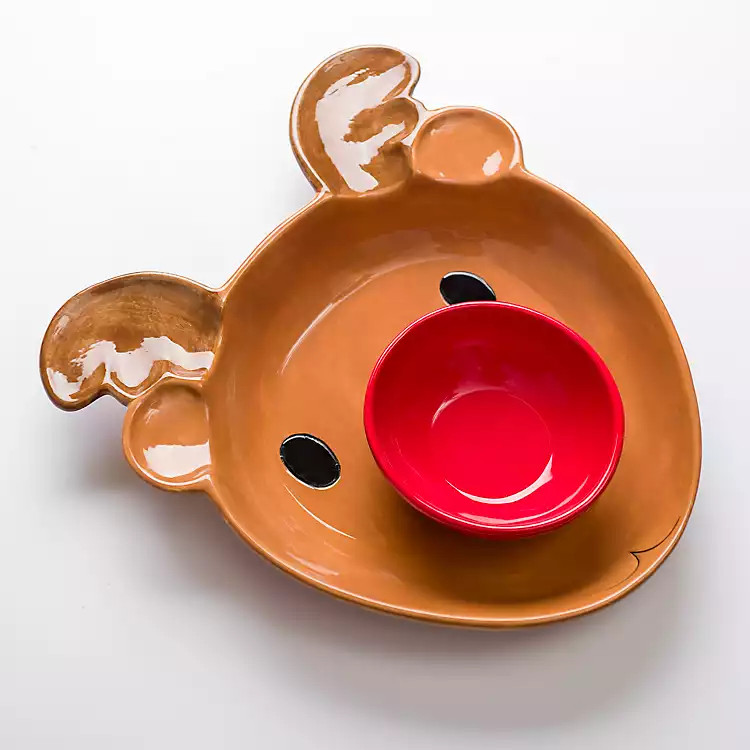 New! Rudolph Ceramic Chip & Dip Serving Tray | Kirkland's Home