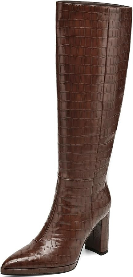 Knee High Boots Women Platform Chunky Go Go Boots Pointed Toe Tall Boots Fashion Long Boots Block... | Amazon (US)