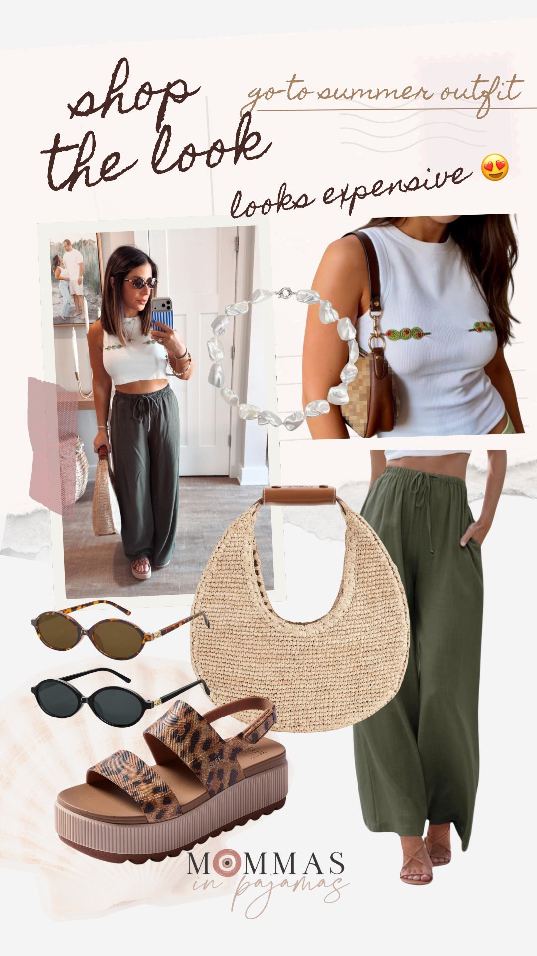 My go-to summer look will forever be a cute tank and petite friendly pants. This Amazon look seriously looks expensive, the quality of this olive tank is 10/10 and the fit is so flattering. These sunnies look designer, but they are under $16 and come in a pack of 2! My Reef sandals complete the look with a pop of leopard and I am here for it. 
Casual summer outfit, olive pants, platform sandals

#LTKPetite #LTKMidsize #LTKSeasonal