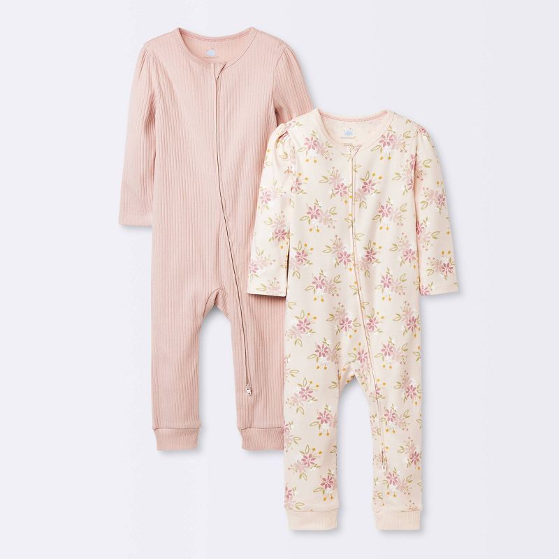 Baby 2pk Prairie Floral Romper - Cloud Island™ Pink | Target