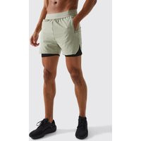 Mens Man Active Extreme Split 2-In-1 Short - Green - M | boohoo (US & Canada)