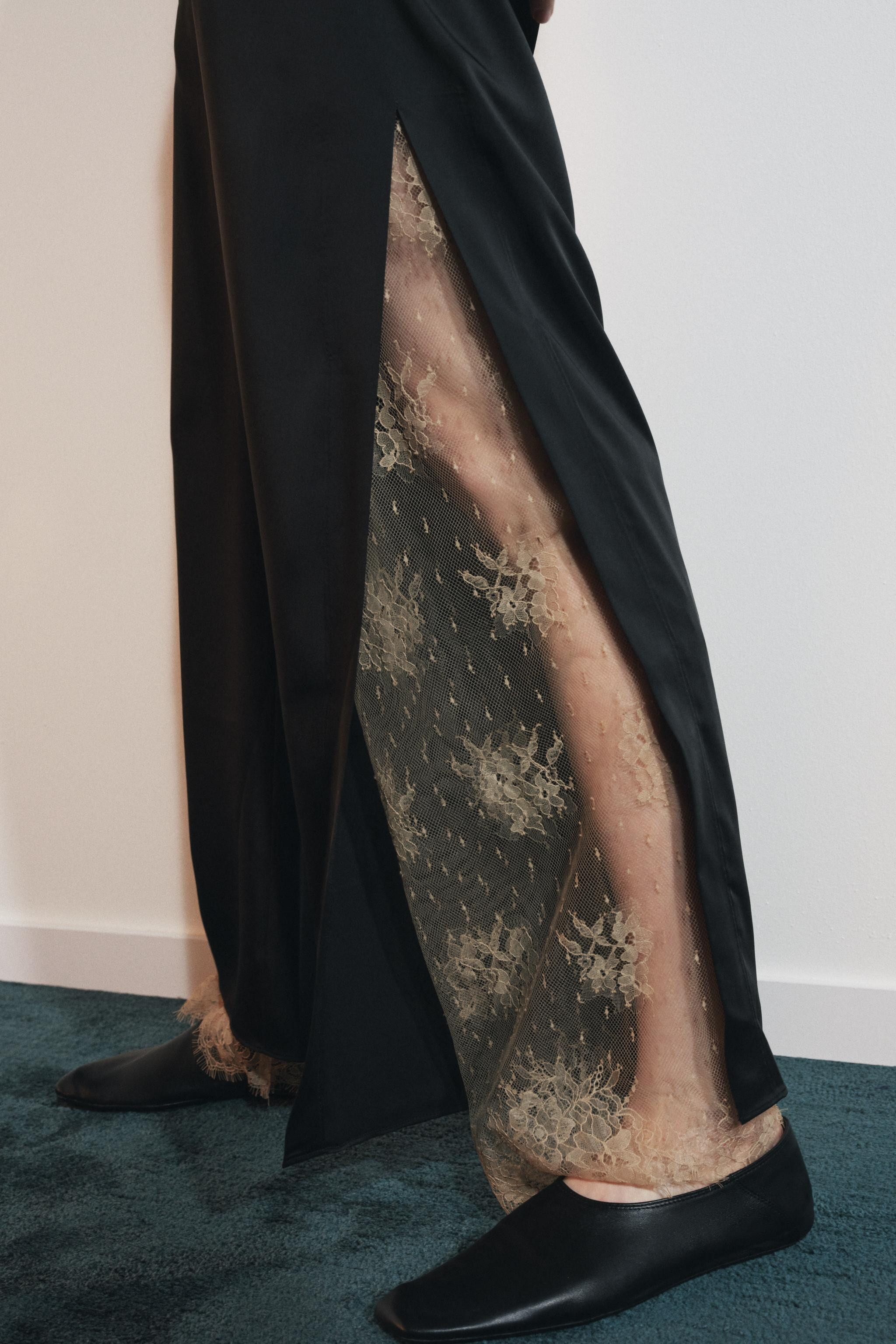 SATIN TROUSERS WITH LACE VENTS | Zara UK