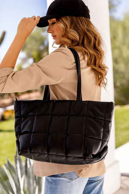 Done and Done Black Quilted Tote Bag | Shop Priceless